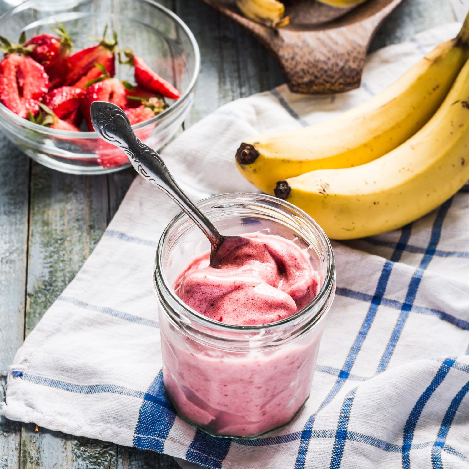 Sorbet minute bananes fraises