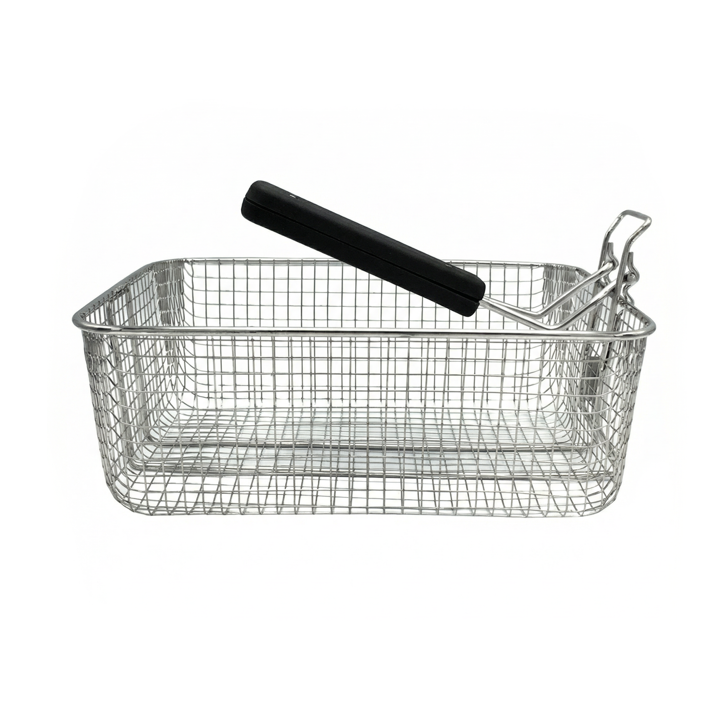 Le Panier pour friteuse Expert 3,5L est un panier à friture rectangulaire en fil métallique avec une poignée en plastique noir, présenté sur un fond blanc uni. Compatible avec le panier friteuse Frifri ou la pièce détachée friteuse.