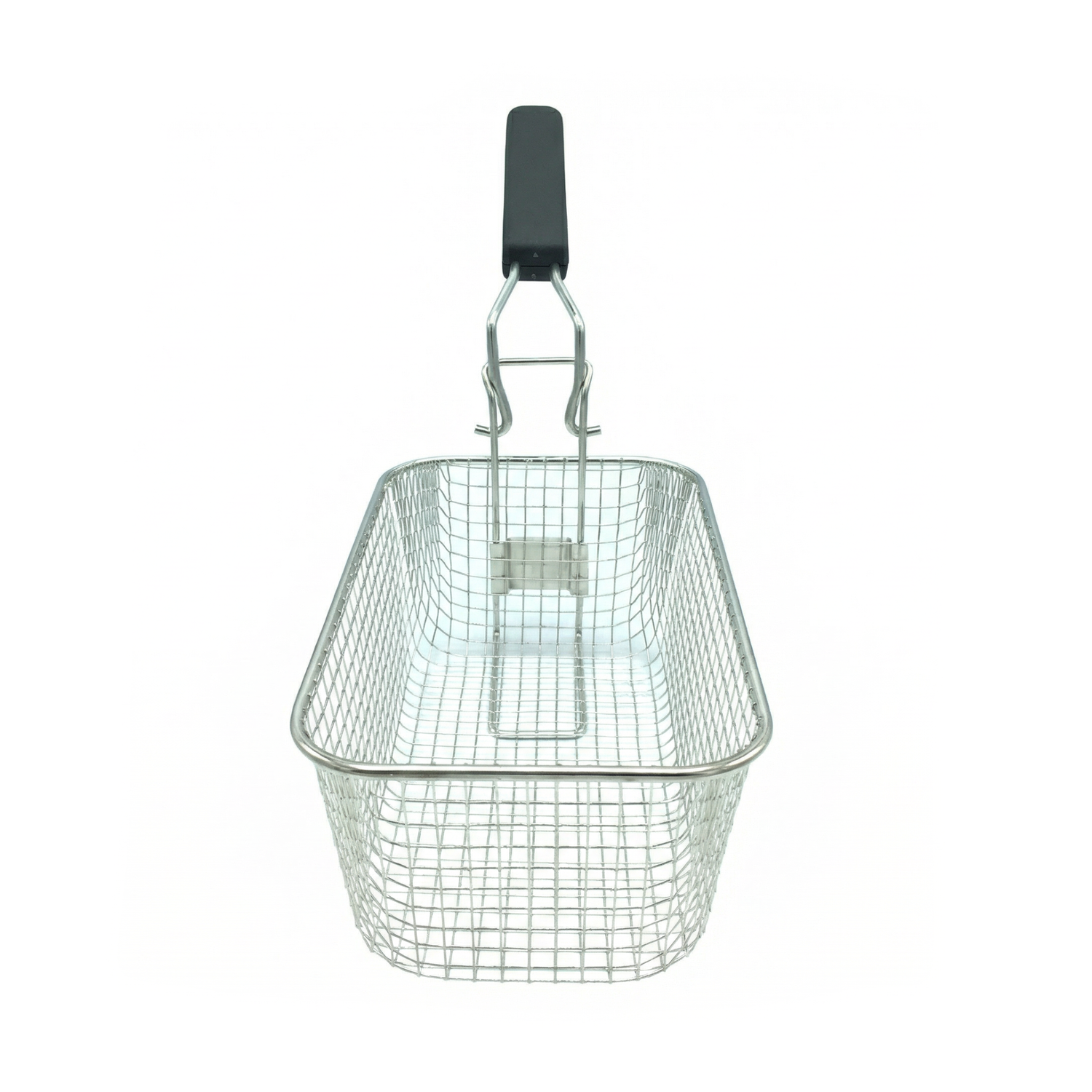 Panier pour friteuse Expert 2,5L en acier étamé avec manche en plastique noir, présenté sur fond blanc.