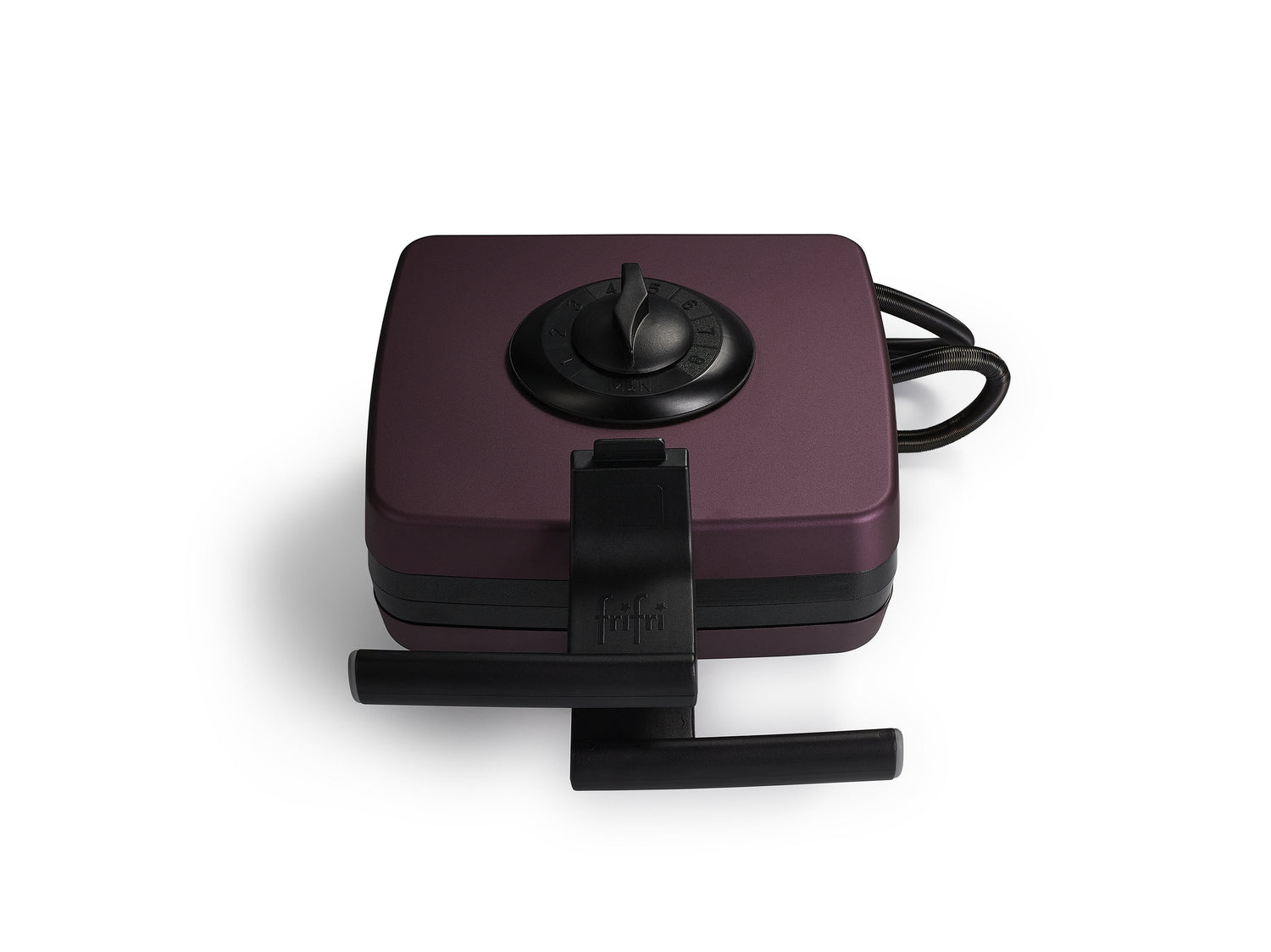 Gaufrier carré violet et noir.
