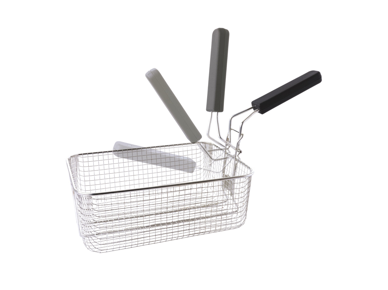 Friteuse met metalen mand.