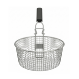 Ce panier rond en métal avec une poignée en plastique noir est le Panier pour friteuse Initiation et Tradition 4L, idéal comme panier de friteuse pour la cuisson ou l'égouttage des aliments et compatible avec les friteuses et les pièces détachées friteuse.
