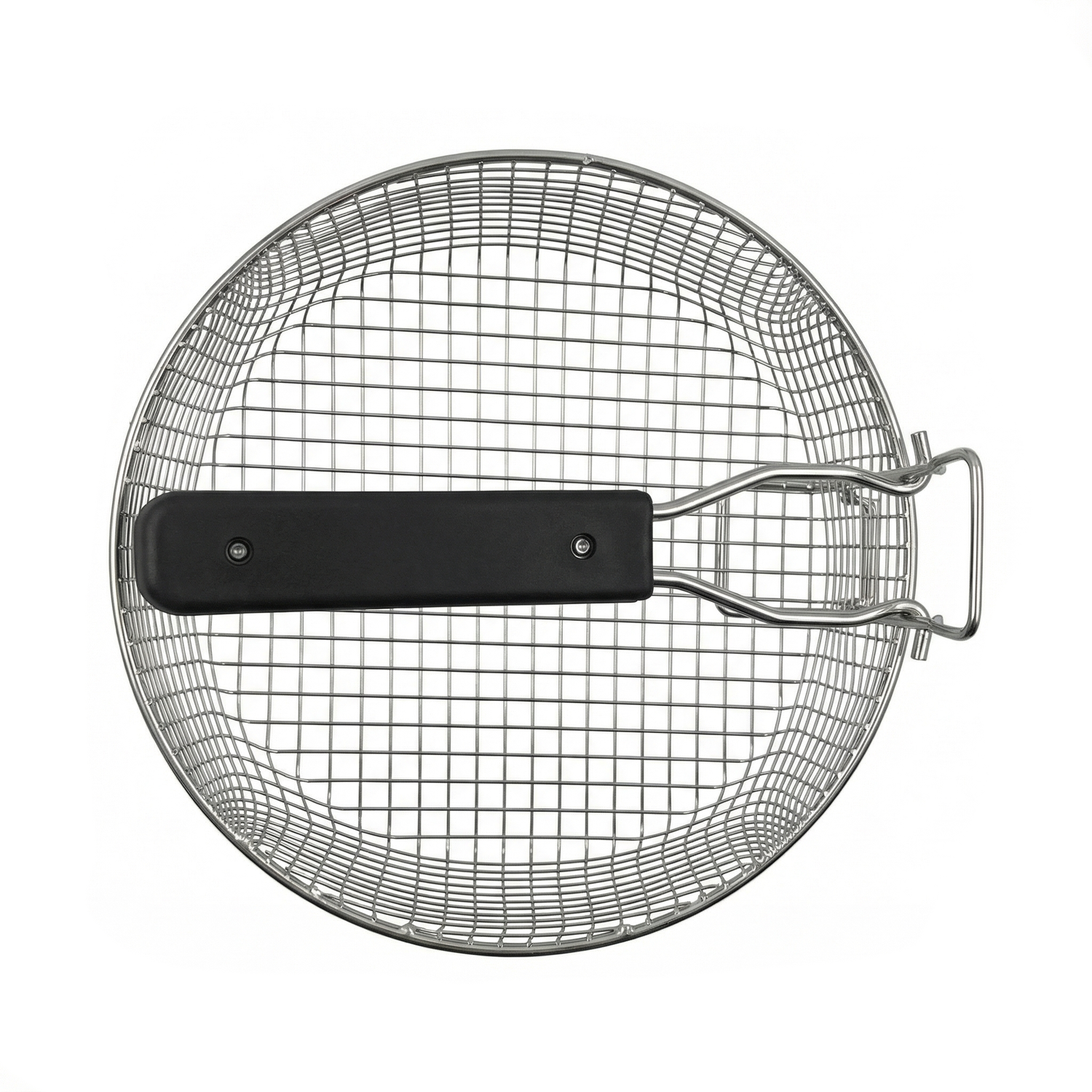 Le Panier pour friteuse Initiation et Tradition 4L est un panier métallique rond avec une poignée noire, parfait pour la friture ou l'égouttage des aliments et peut être utilisé comme panier de remplacement pour votre friteuse.